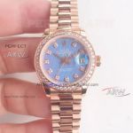 Perfect Replica Best Quality Replica Rolex Datejust 28mm Rose Gold Blue Diamond Dial Watch